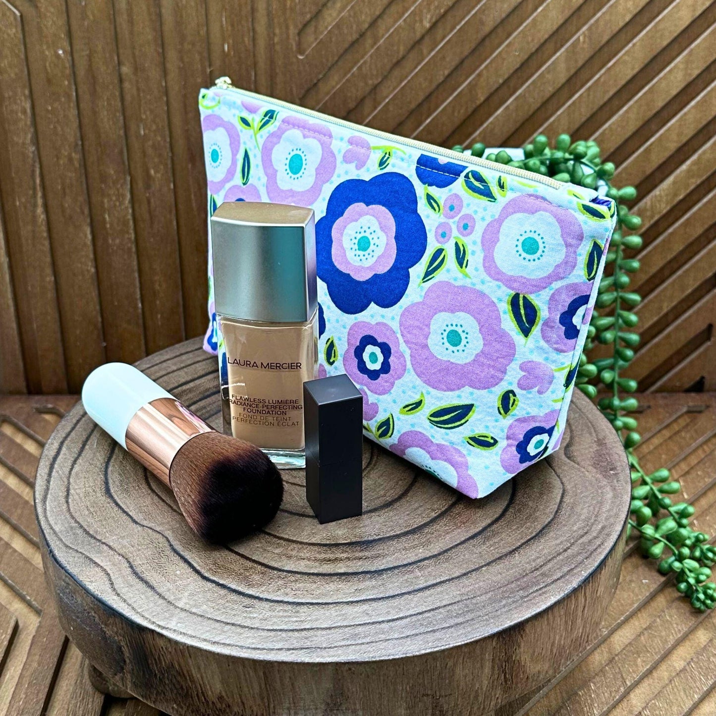 Groovy Vibes: Purple Versatile Makeup Bag for Cosmetics and More