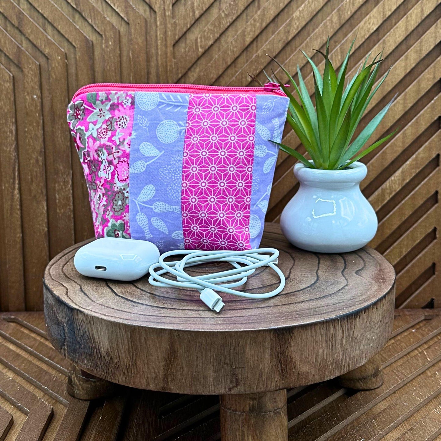 Lavender and Pink BOHO Bloom Makeup Bag: Chic Travel Organizer and Cosmetic Bag