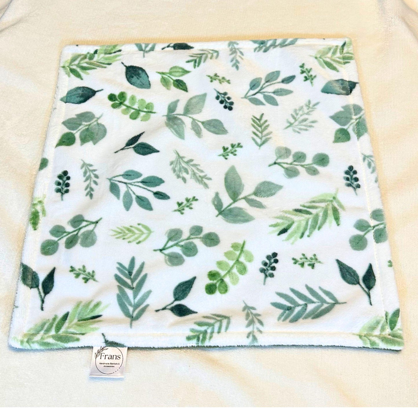 Personalized baby blanket, Serene Green and White Botanical Minky Baby Blanket - you choose back, Custom Baby Blanket baby shower gift