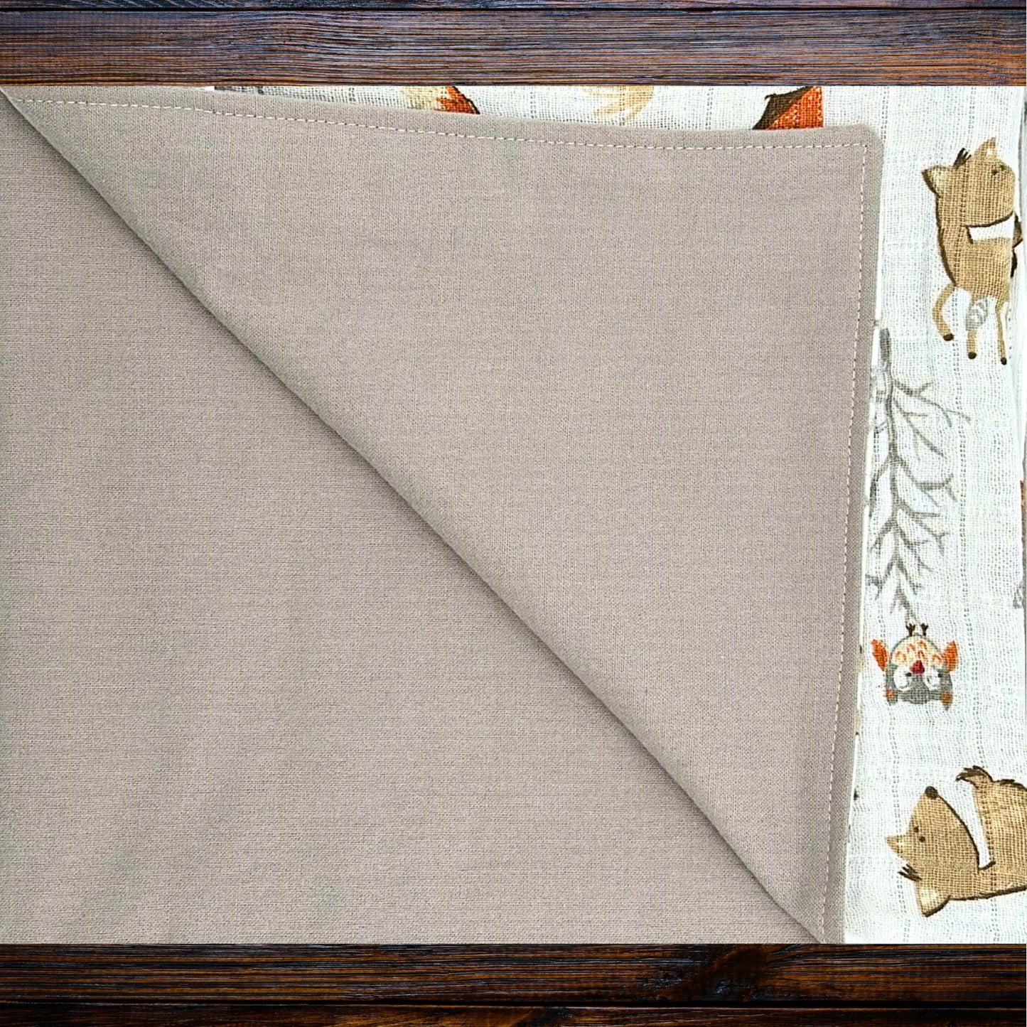Whimsical Woodland Baby Blanket, Bib & Burp Cloth Set, Comfy Muslin and Flannel