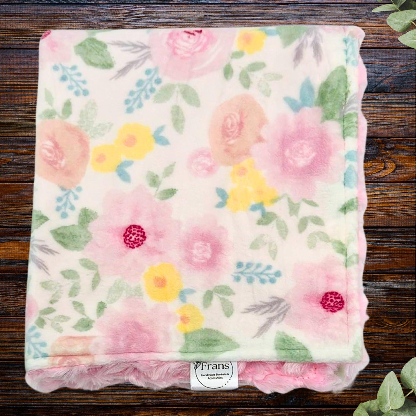 plush pink floral baby comforter