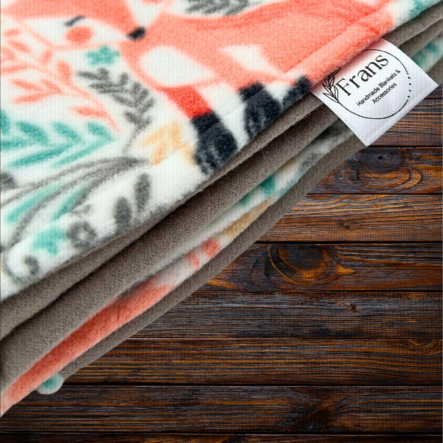 Peach Fox Cozy Fleece Baby Blanket - Perfect for Tummy Time & Travel