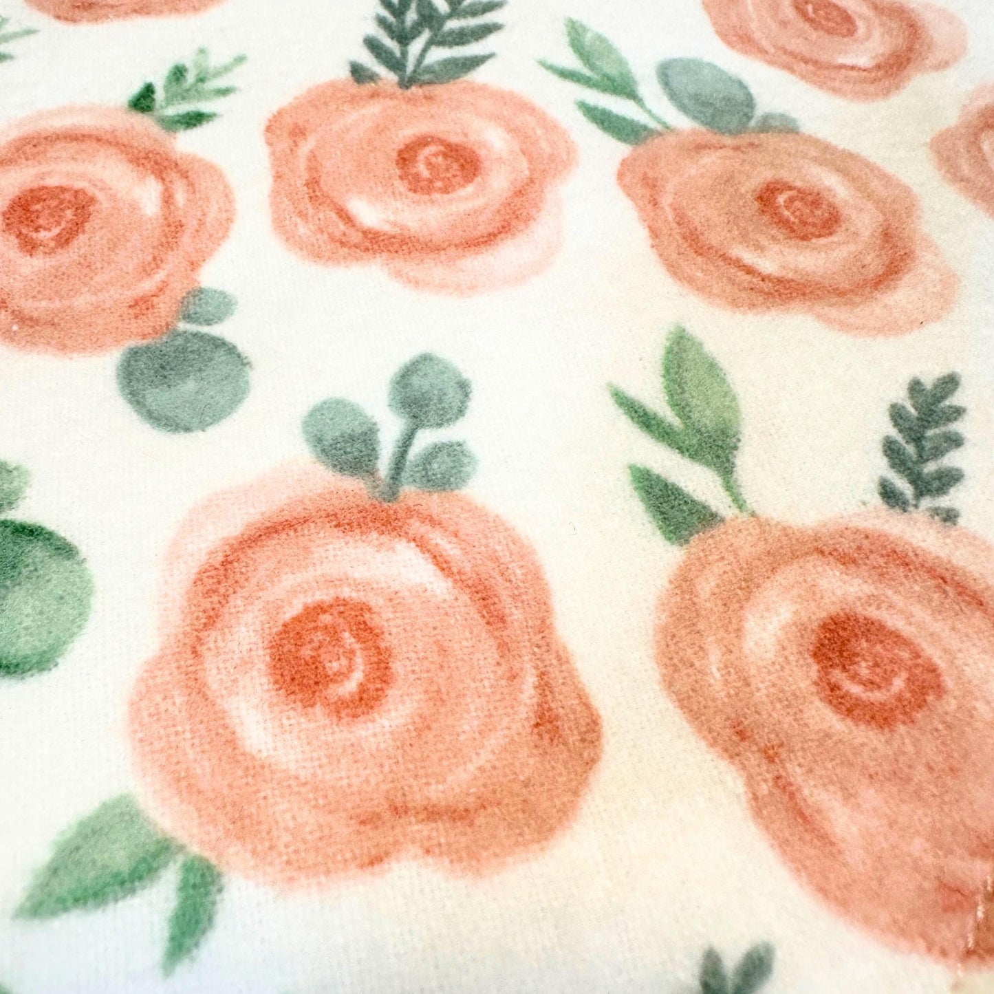 Peach Blossom Burp Cloth & Bib Set – Handmade Cotton Flannel Baby Gift, Soft & Absorbent, Perfect for Newborns & Baby Showers