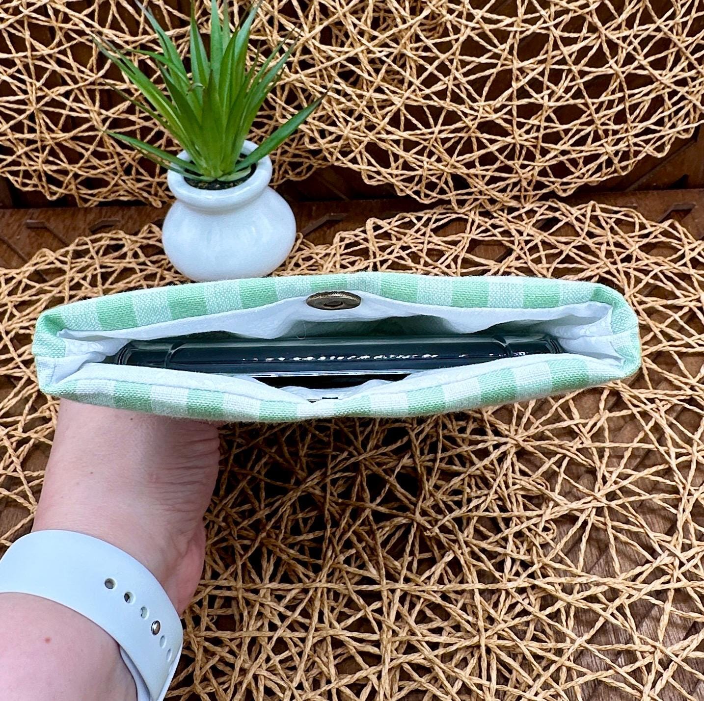 Kindle Paperwhite Sleeve - Cute White and Green Gingham Print, Foam Padded Device Cover, Add Snap and personalization for a custom look!