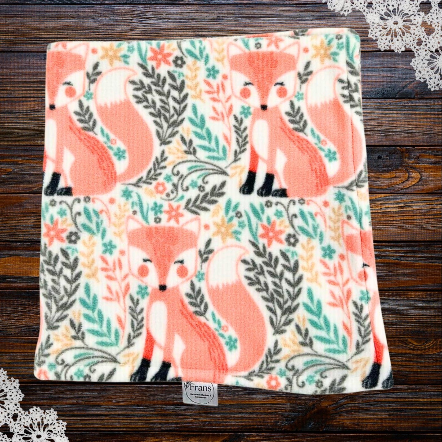 Peach Fox Cozy Fleece Baby Blanket - Perfect for Tummy Time & Travel