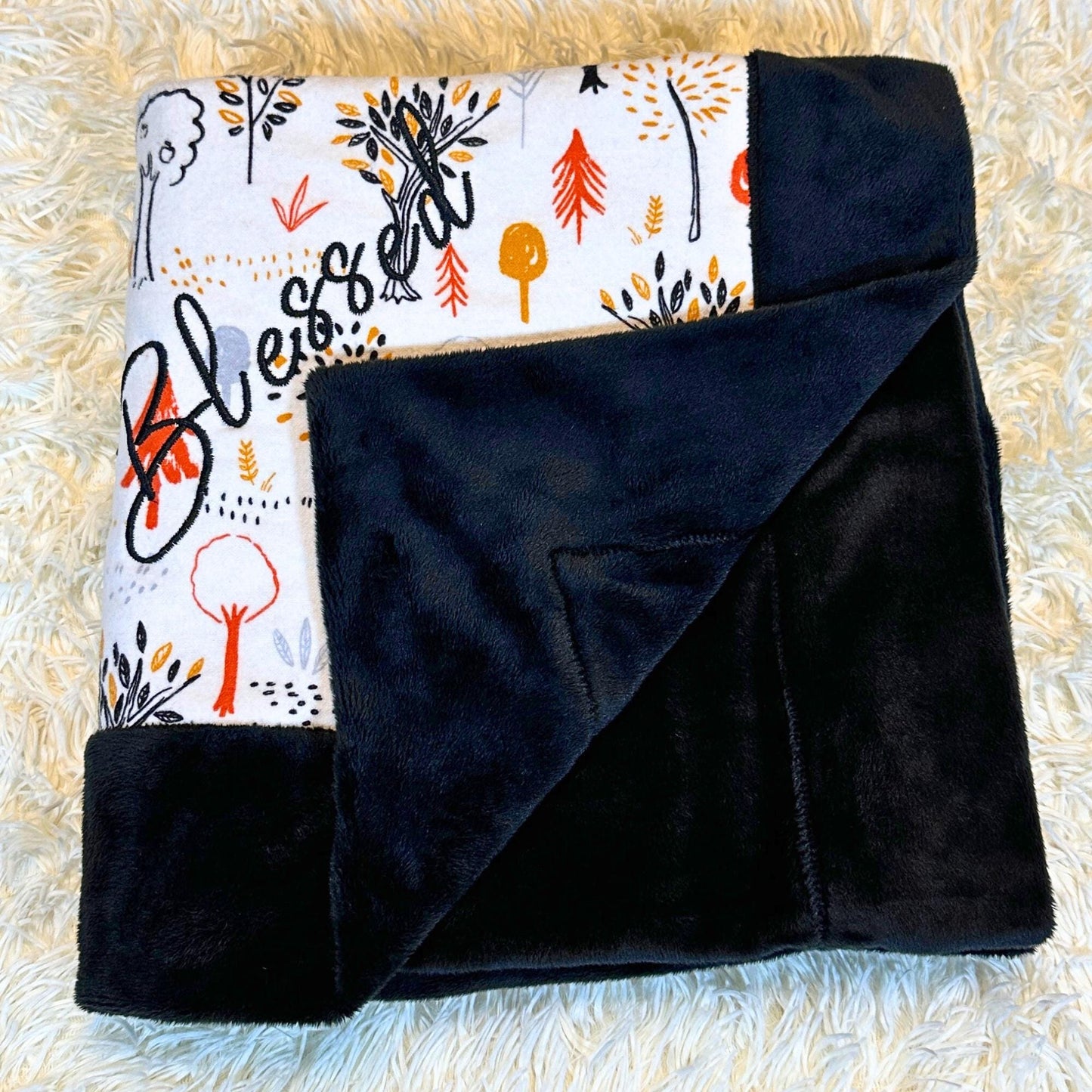 Harvest Trees Minky Baby Blanket - Cozy Fall Companion for Naptime & Strolling