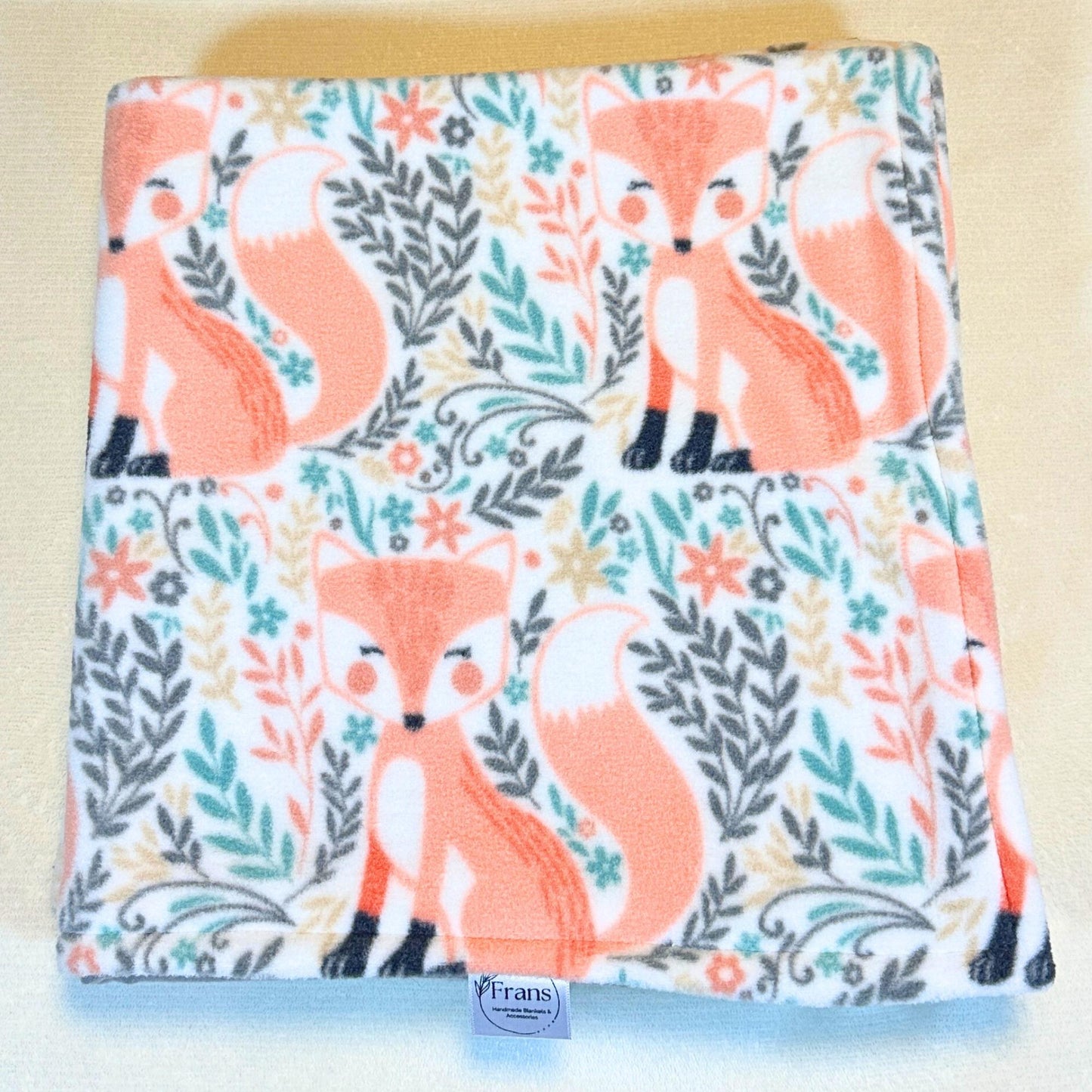 Peach Fox Cozy Fleece Baby Blanket - Perfect for Tummy Time & Travel