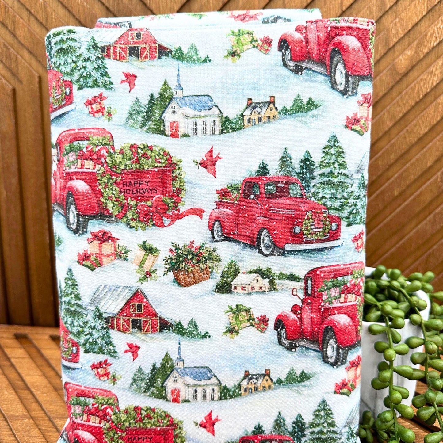 IPAD Sleeve - Festive Red Farm Truck Design, Christmas Pouch & Book Cover Gift