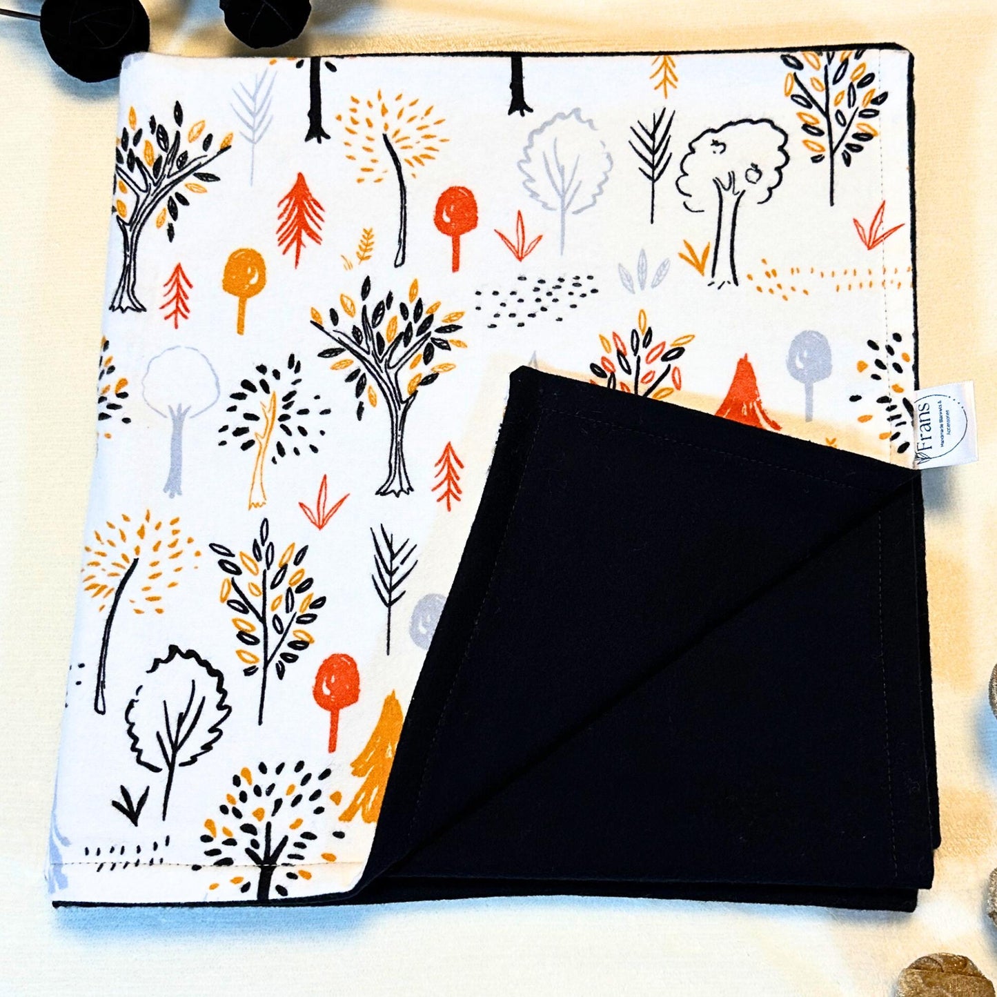 Harvest Tree Flannel Baby Blanket, Woodsy Hugs Baby Blanket Shower Gift, Warm Cotton Flannel Nursery Decor