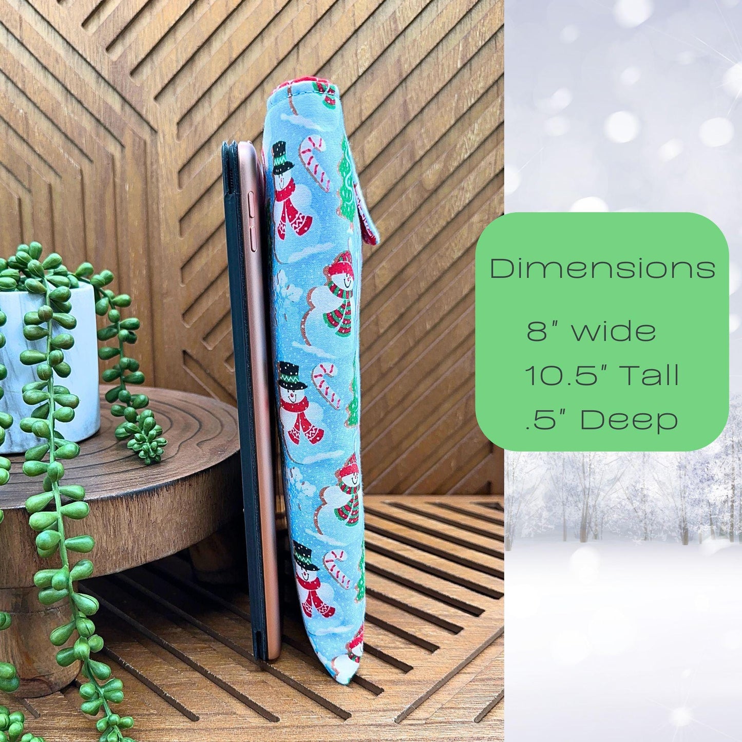 IPAD Sleeve - Christmas snowman - Festive Christmas Tablet Case, IPAD pouch, book sleeve, Christmas gift idea