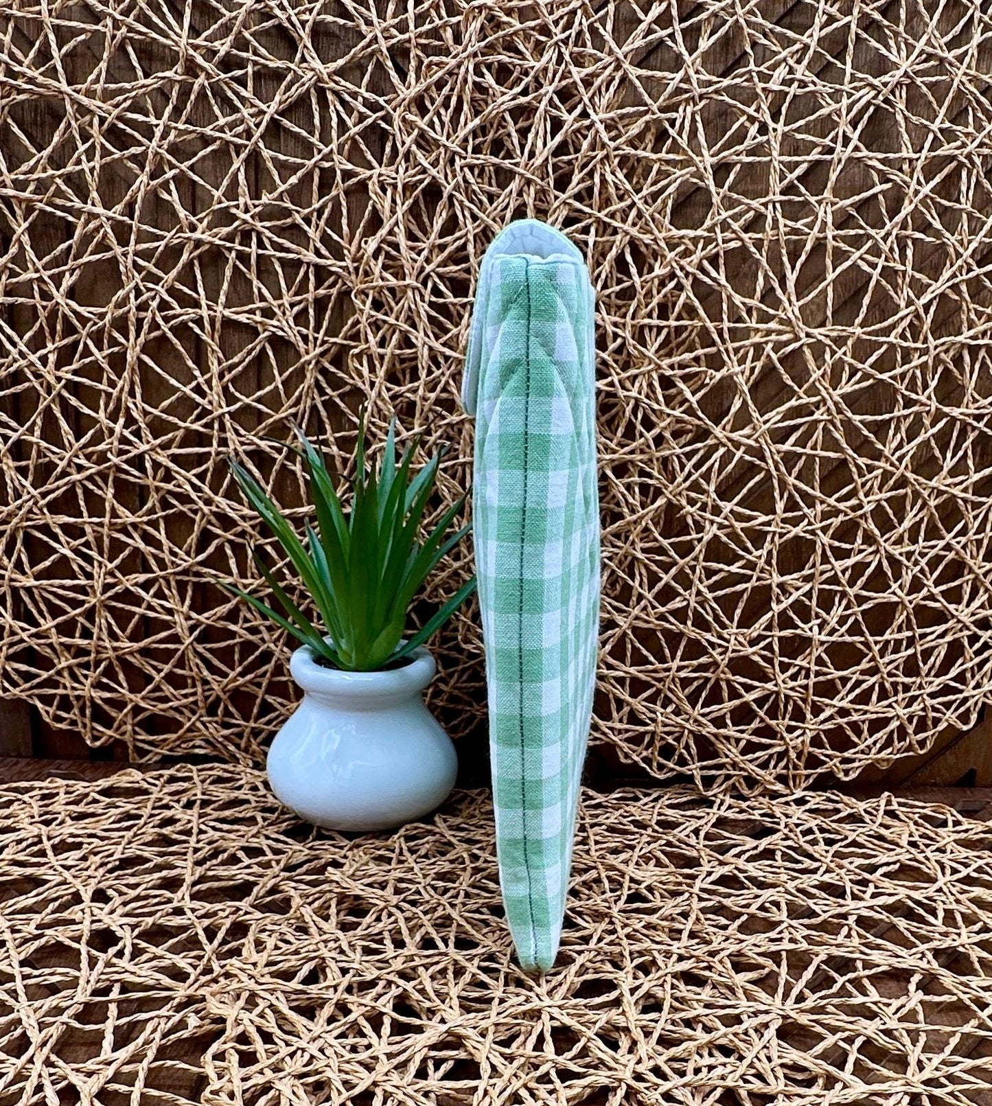 Kindle Paperwhite Sleeve - Cute White and Green Gingham Print, Foam Padded Device Cover, Add Snap and personalization for a custom look!