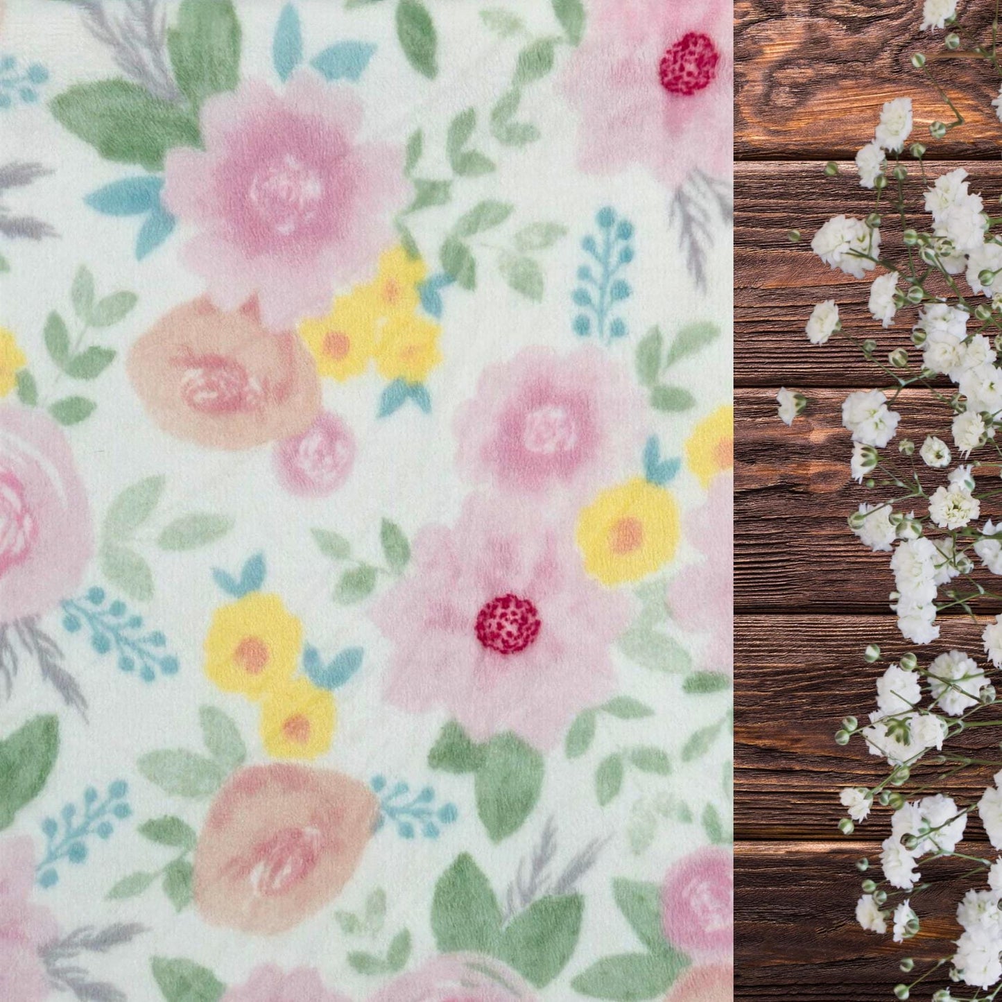 Floral Minky and Flannel Handmade Baby Blanket, Dreamy Floral Minky Baby Wrap, Soft Floral Minky Snuggle Blanket, Plush Stroller Blanket