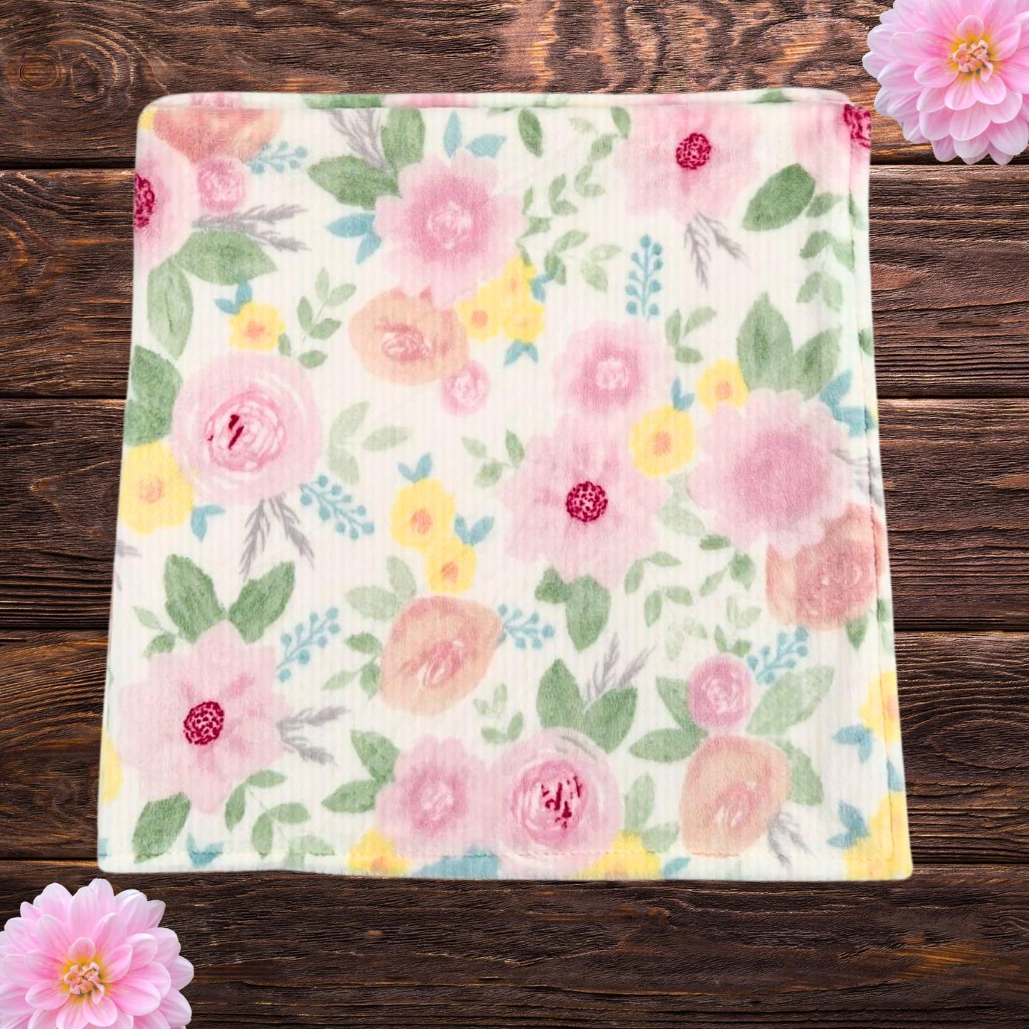 Floral Minky and Flannel Handmade Baby Blanket, Dreamy Floral Minky Baby Wrap, Soft Floral Minky Snuggle Blanket, Plush Stroller Blanket