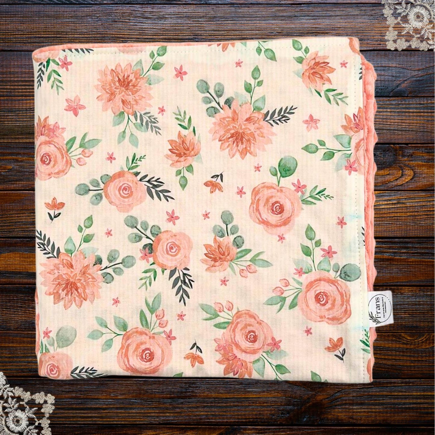 Adorable Blossom Peach Baby Blanket - Perfect for Tummy Time and On-the-Go Snuggles!