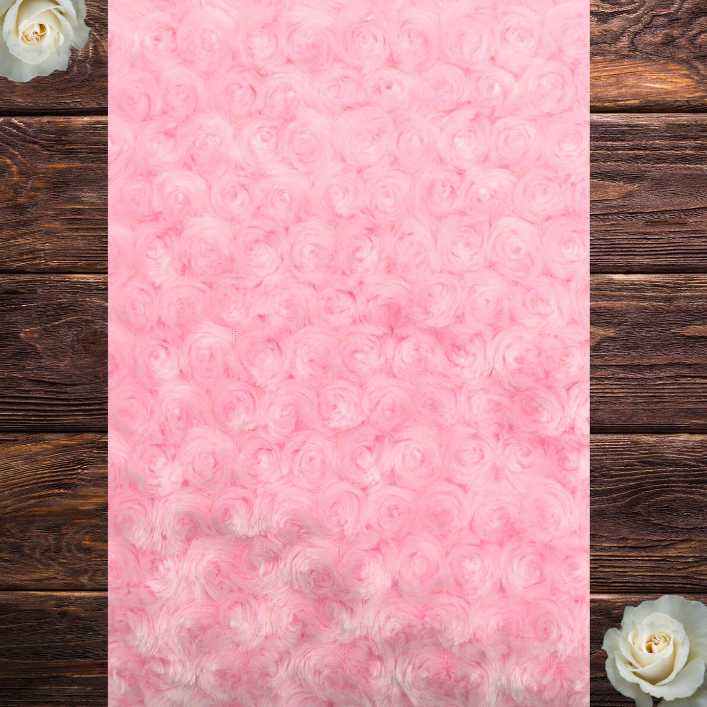 Pink Rosette Minky Baby Blanket & Lovey Set – Handmade Soft Plush Blanket 34x36 with Matching 19x16 Comfort Lovey