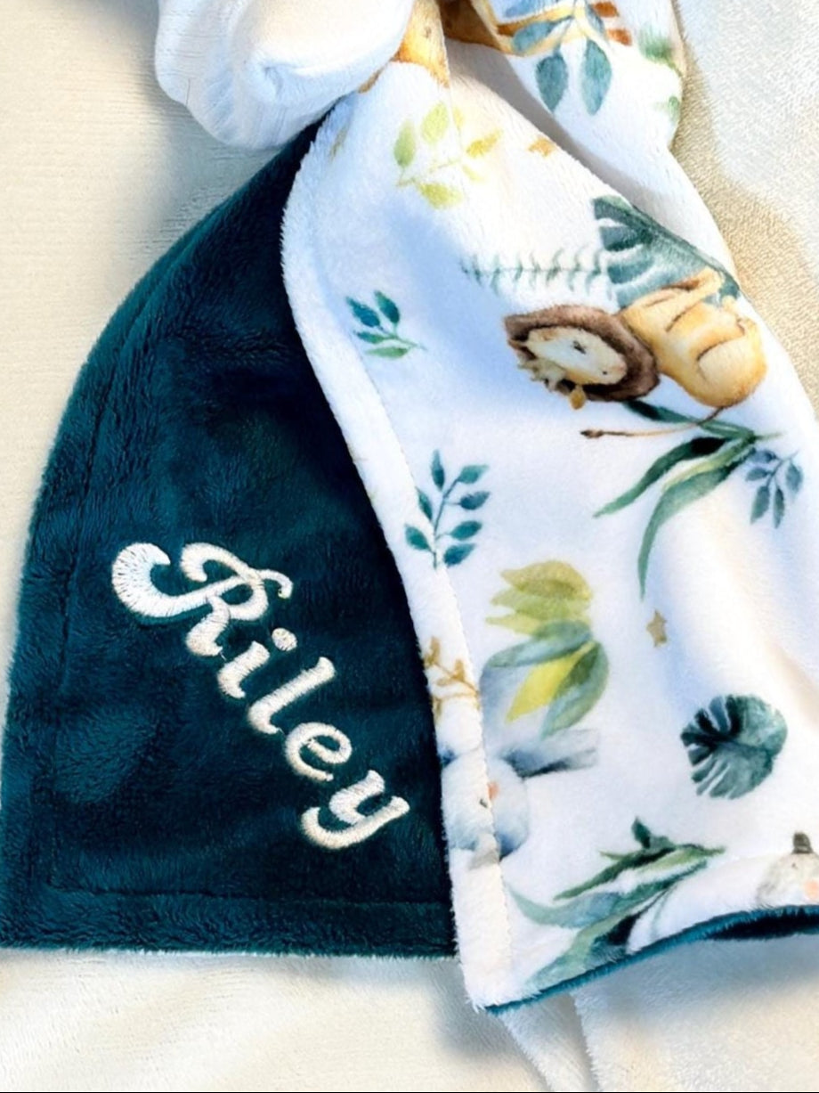Personalized baby blanket, Custom Safari Animal Minky Baby Blanket, Personalized Gift for Newborns