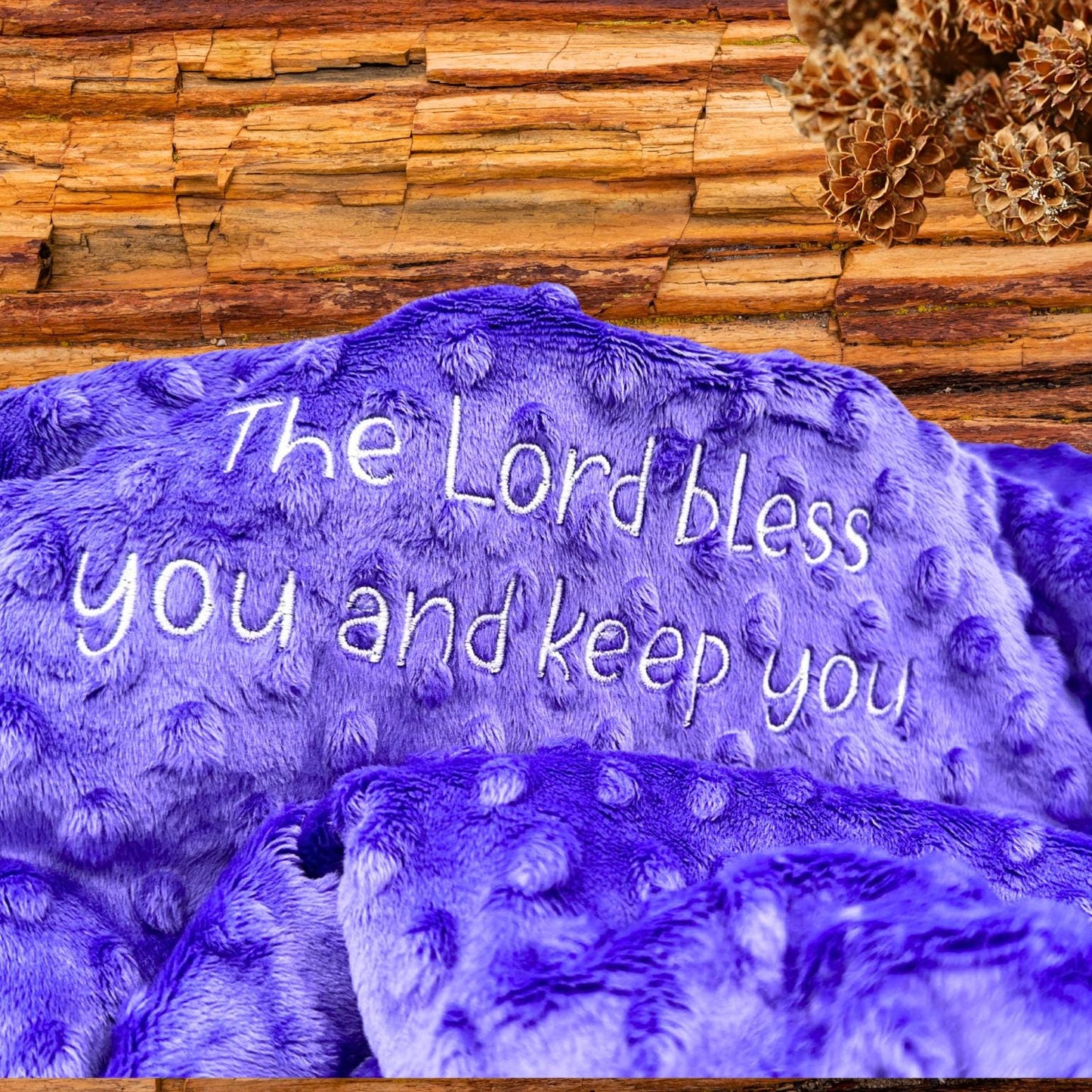 Cozy Minky Baby Blanket - Adorable Purple Dot Embroidery for Every Cuddle!