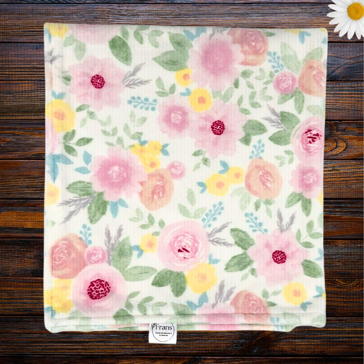 Pink Floral Minky and Flannel Baby Blanket, Dreamy Floral Minky Baby Wrap, Soft Floral Minky Snuggle Blanket, Plush Stroller Blanket