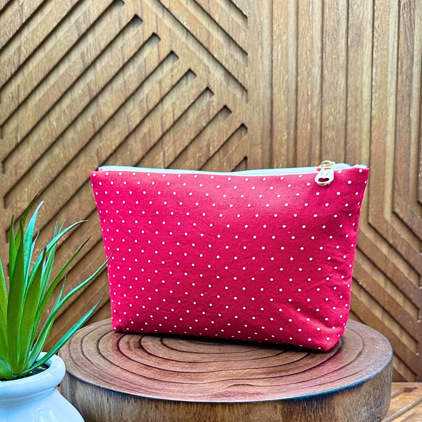 Chic Red Polka Dot Makeup Bag: Perfect Organizer for Beauty, Travel & Essentials