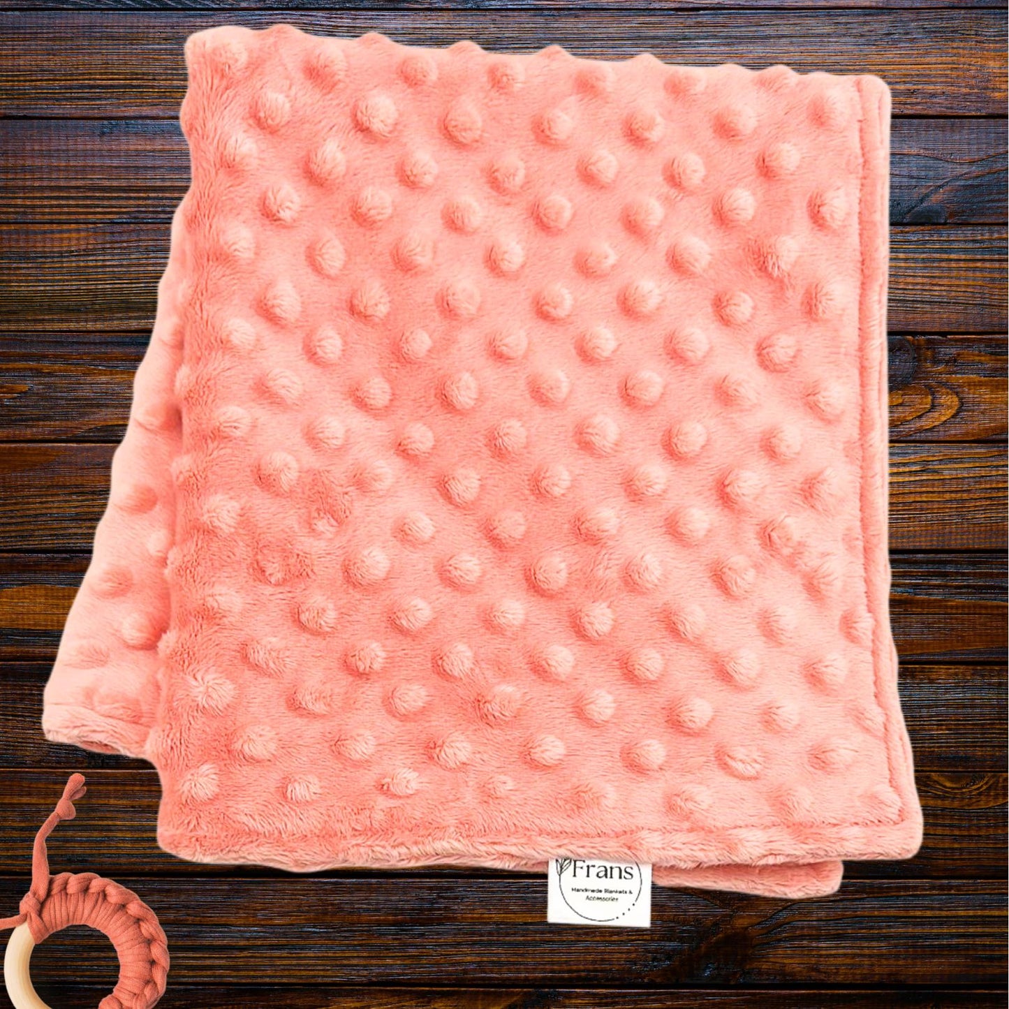 Snuggle-Ready Peach Dot Minky Baby Lovey - High-Quality Security Blanket for Infants