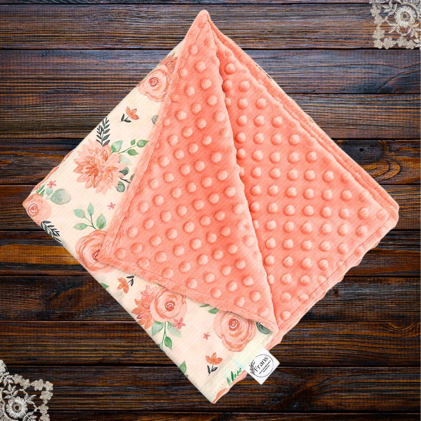 Adorable Blossom Peach Baby Blanket - Perfect for Tummy Time and On-the-Go Snuggles!
