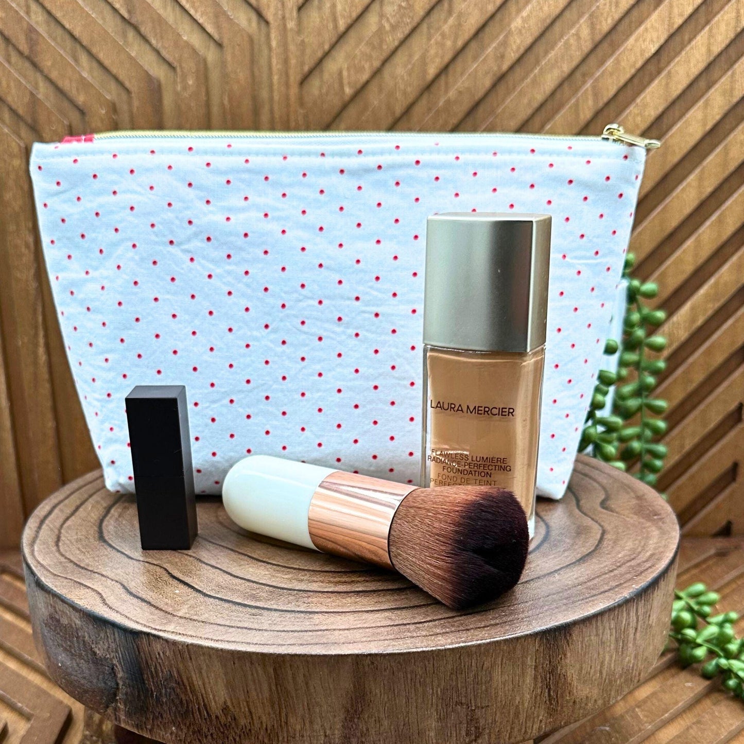 Charming Polka Dot Cosmetic Makeup Bag - Luxe Travel Organizer & Pencil Case travel pouch, luxe organizer, pencil pouch, carry all
