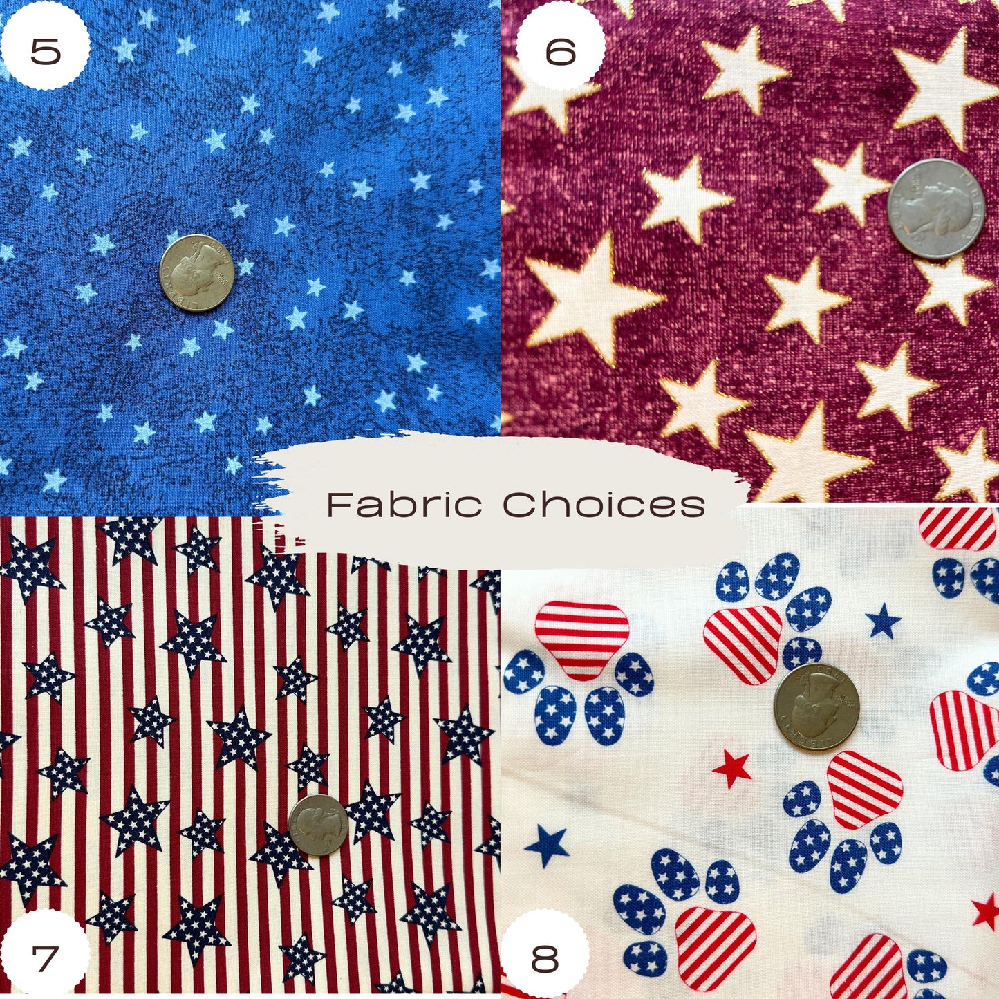 Personalized 4th of July Dog Bandana – Reversible, Easy Snap On Style – Custom Pet Name – Red White & Blue Patriotic Custom Pet Bandana