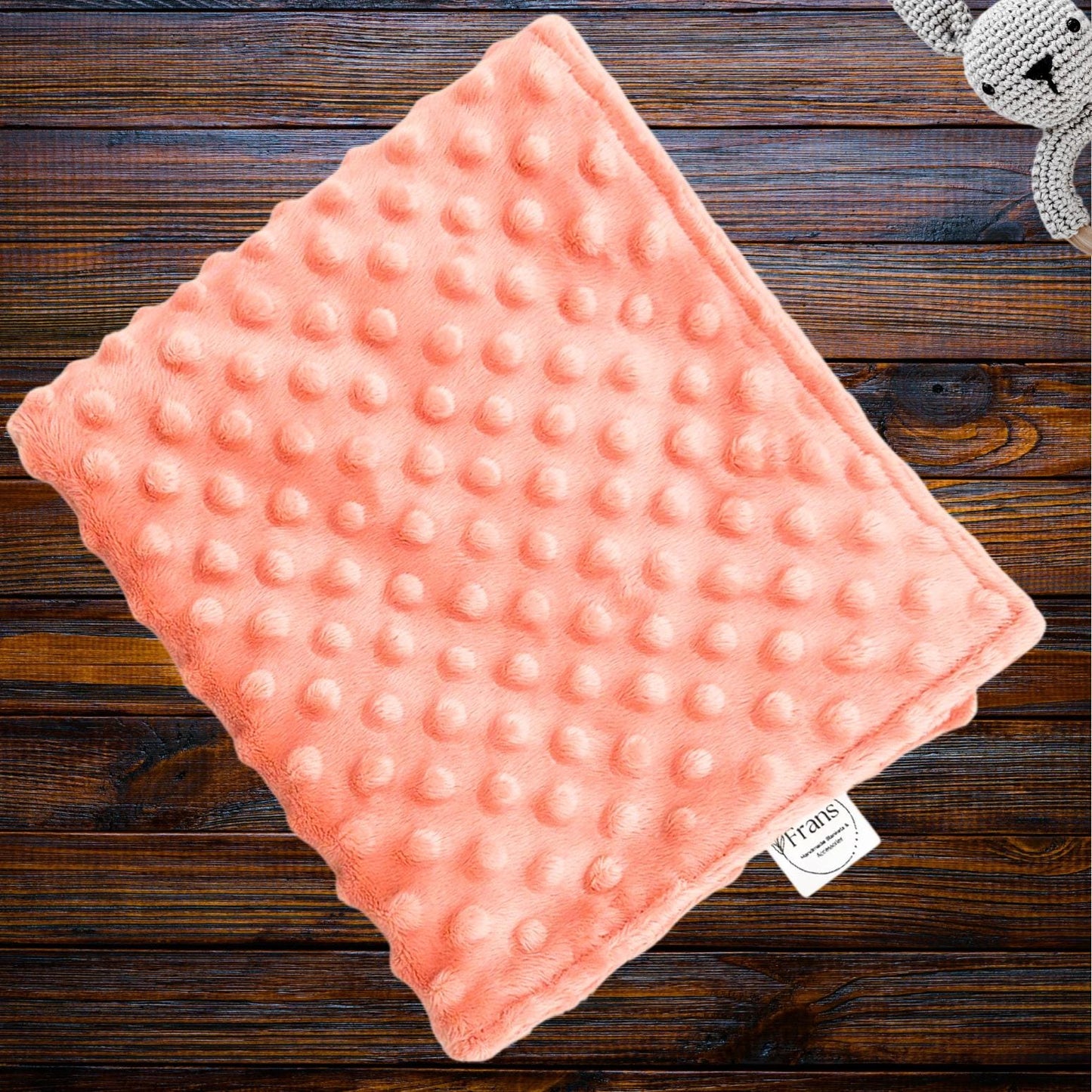 peach minky dotted texture baby comforter