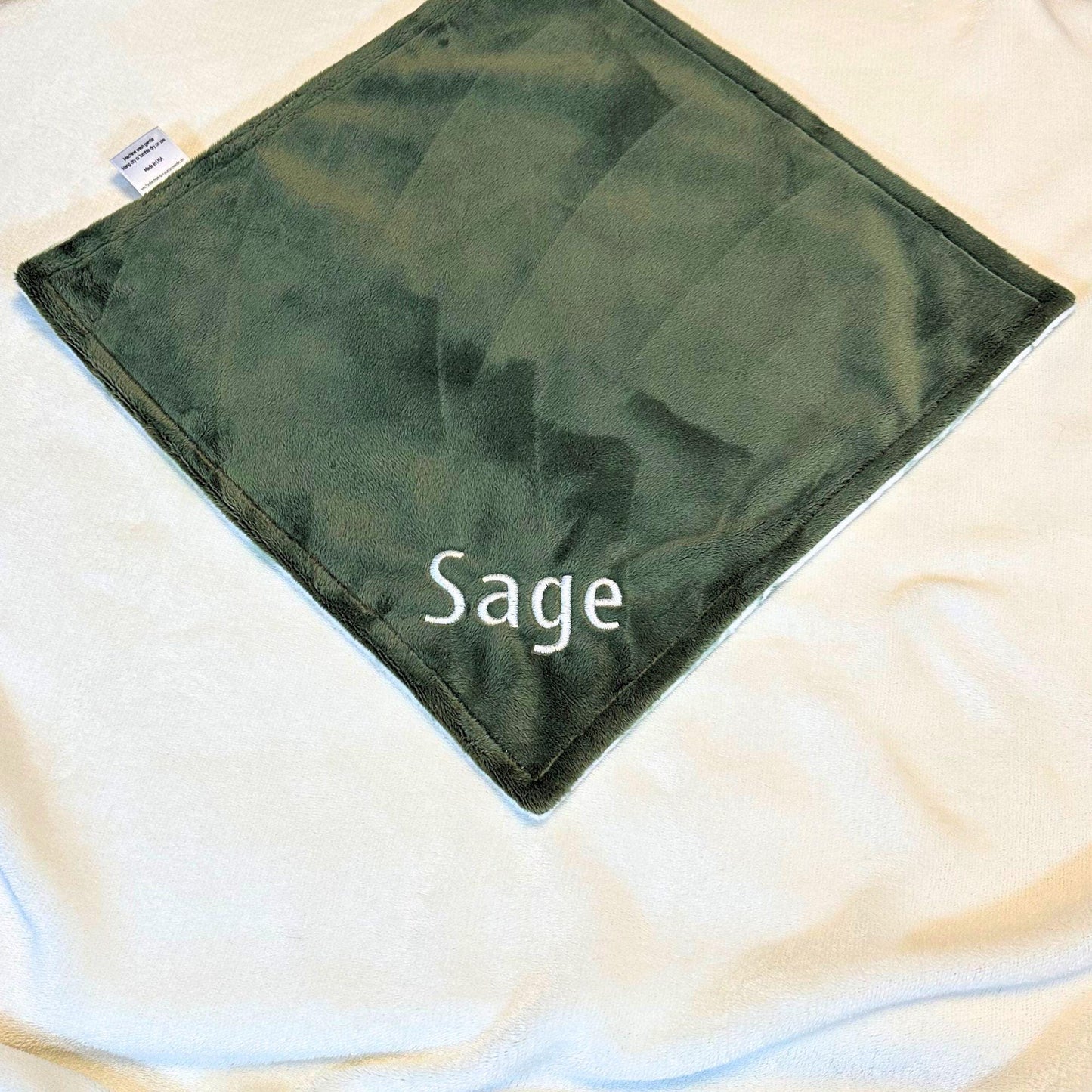 Personalized baby blanket, Serene Green and White Botanical Minky Baby Blanket - you choose back, Custom Baby Blanket baby shower gift