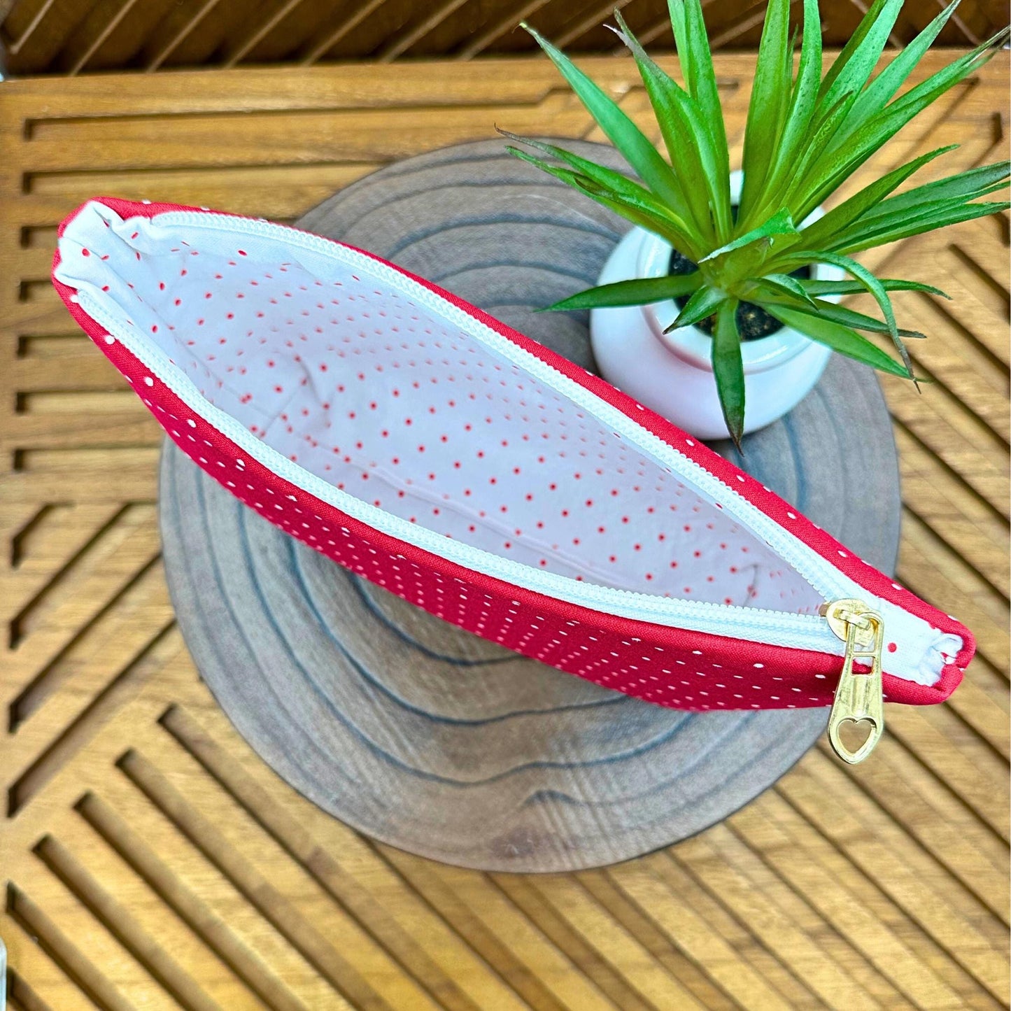 Chic Red Polka Dot Makeup Bag: Perfect Organizer for Beauty, Travel & Essentials