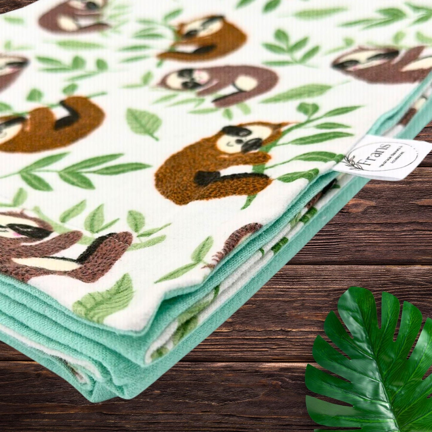 Sleepy Sloth Flannel Snuggles Baby Blanket, Sloth Hugs Baby Blanket Shower Gift, Warm Cotton Flannel Nursery Decor, Gender Neutral