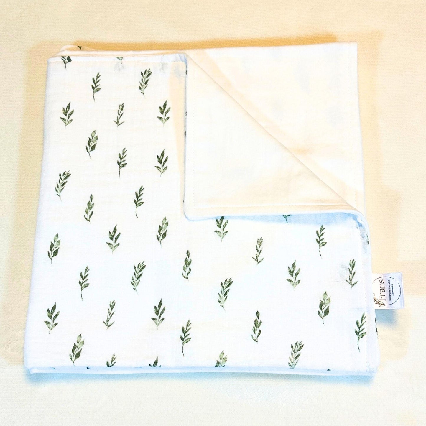 Botanical Bliss: Muslin & Flannel Baby Blanket with Two Matching Burp Cloths