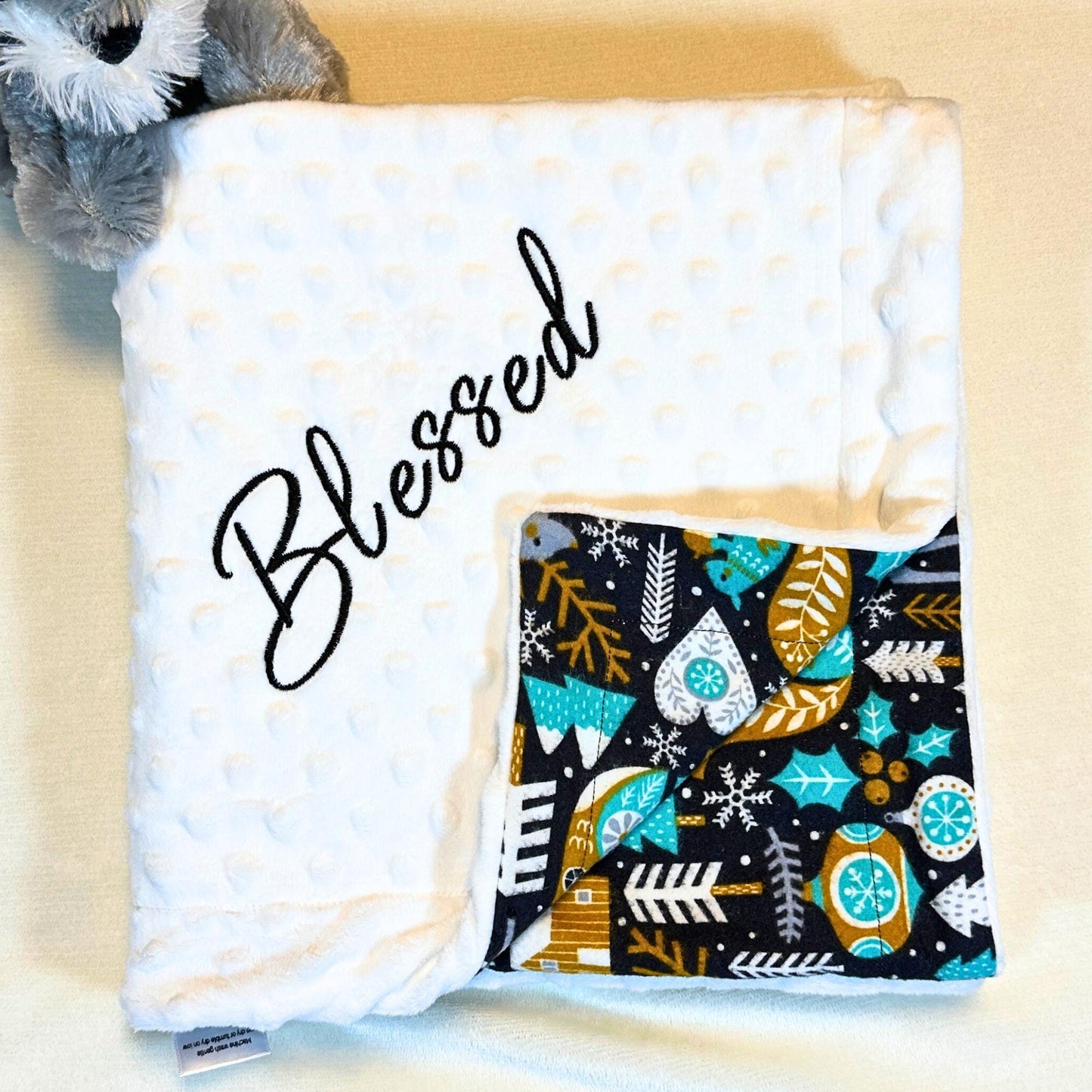 Whimsical Woodland Snuggle Set: Minky Baby Blanket & Matching Burp Cloth Soft Snuggle Wrap for Car Seats & Strollers