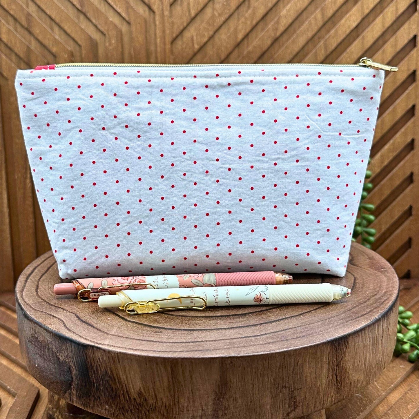 Charming Polka Dot Cosmetic Makeup Bag - Luxe Travel Organizer & Pencil Case travel pouch, luxe organizer, pencil pouch, carry all