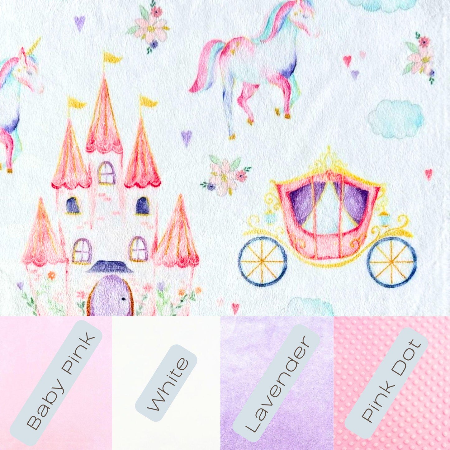 Personalized baby blanket, Personalized Castle & Carriage Minky Baby Blanket - Ideal Baby Shower Gift!
