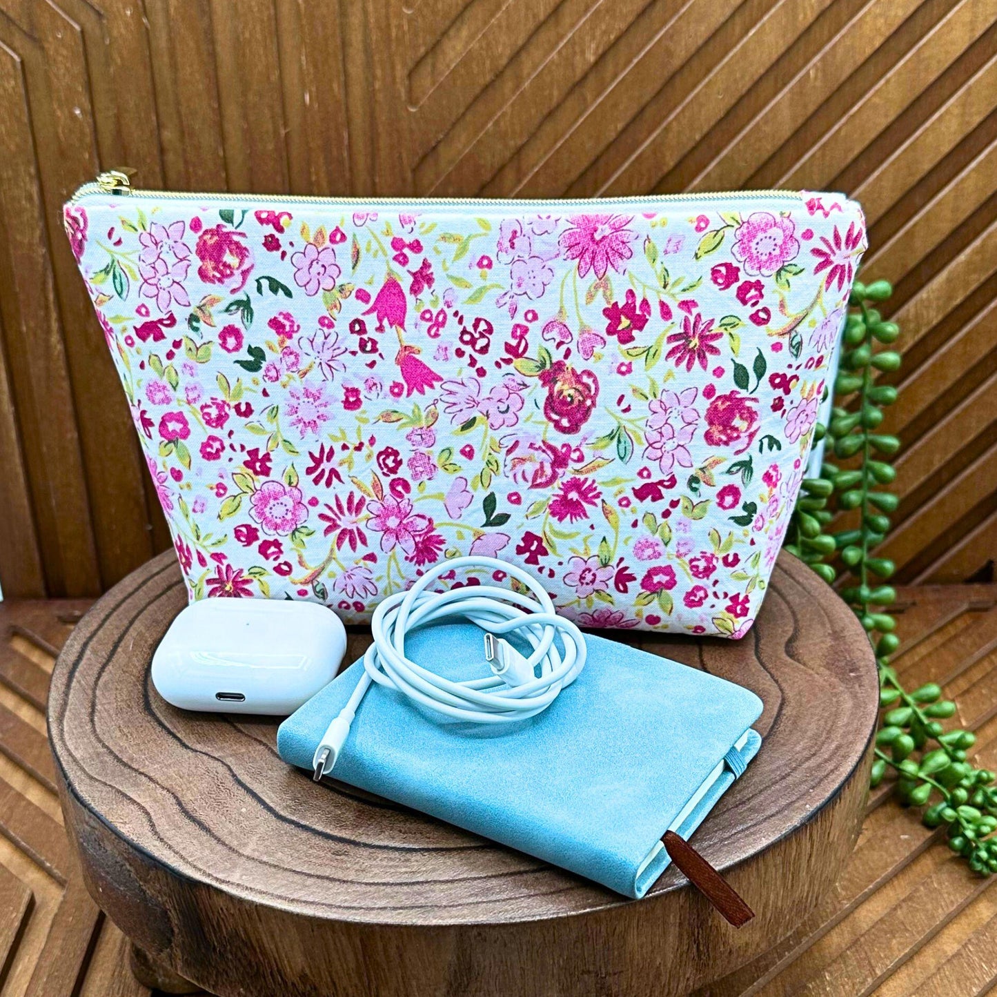 Vibrant Pink and Red Floral Makeup Bag Set: Versatile Organizers for All