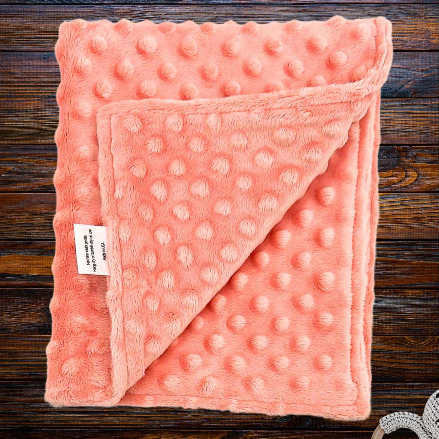 Snuggle-Ready Peach Dot Minky Baby Lovey - High-Quality Security Blanket for Infants