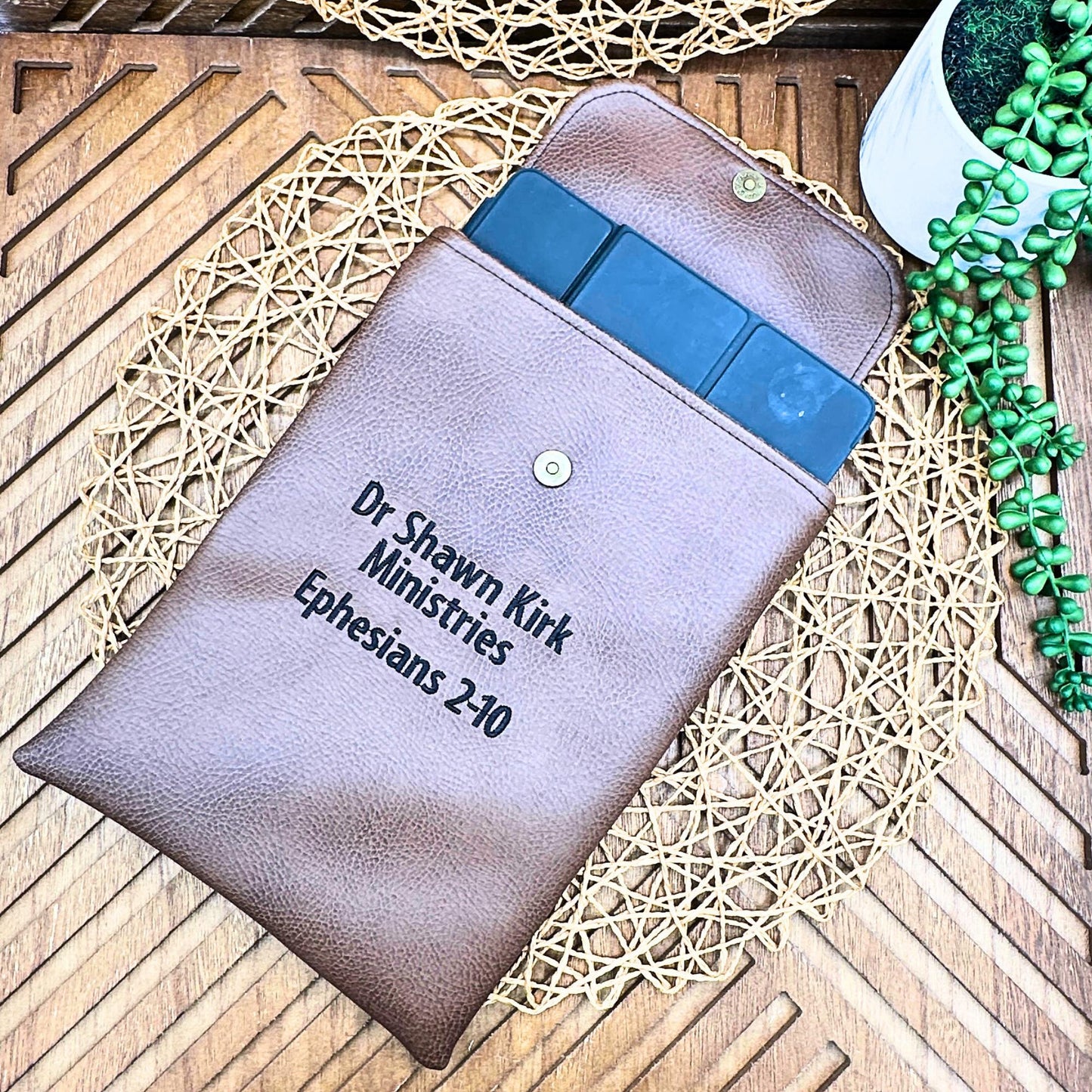 Personalized IPAD Sleeve - Brown Pebbled Faux Leather IPad Sleeve - Stylish Tablet Case & Gift Idea