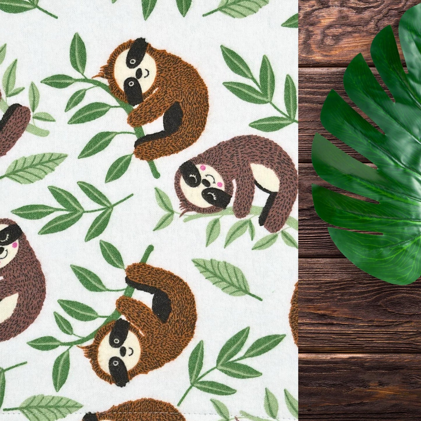 Sleepy Sloth Flannel Snuggles Baby Blanket, Sloth Hugs Baby Blanket Shower Gift, Warm Cotton Flannel Nursery Decor, Gender Neutral