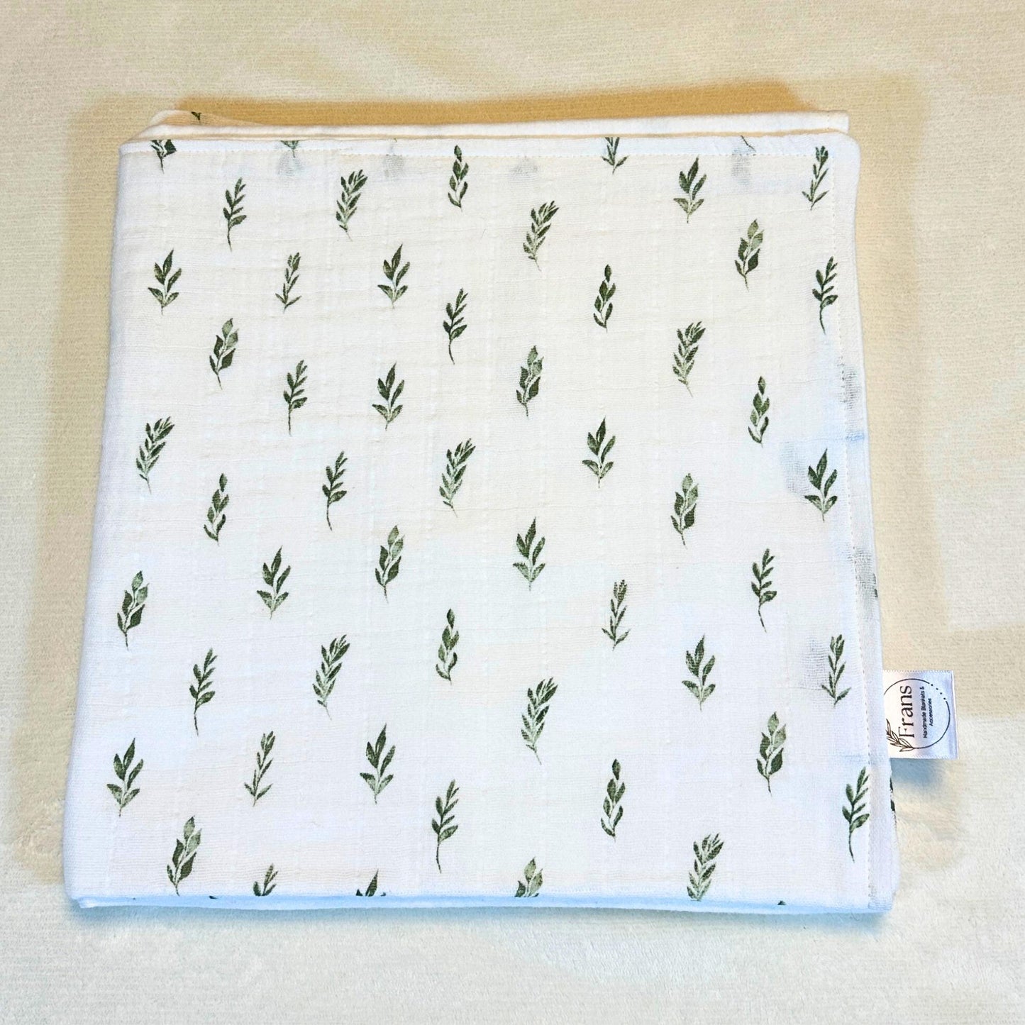 Botanical Bliss: Muslin & Flannel Baby Blanket with Two Matching Burp Cloths