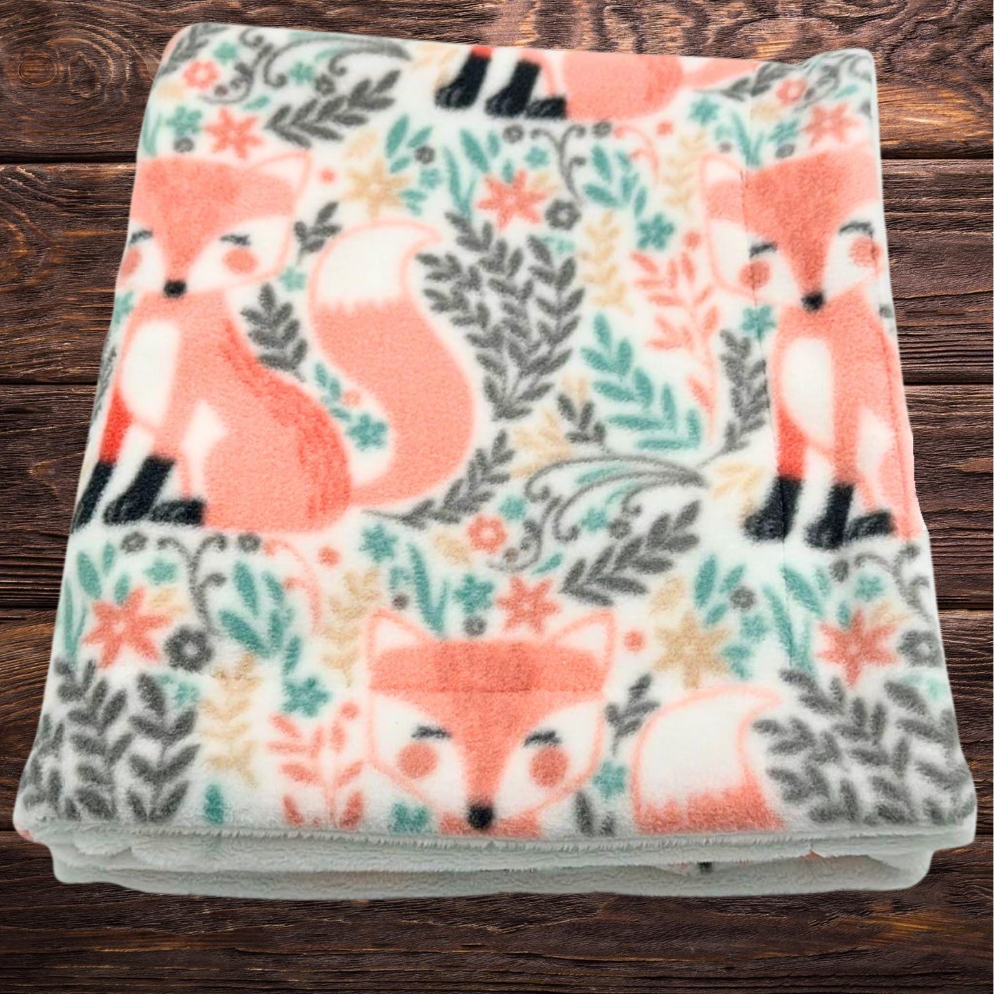 Peach Fox Fleece and Minky Handmade Baby Blanket - Soft, Luxurious Comfort for a baby shower gift- Stoller Blanket - Peachy nursery decor
