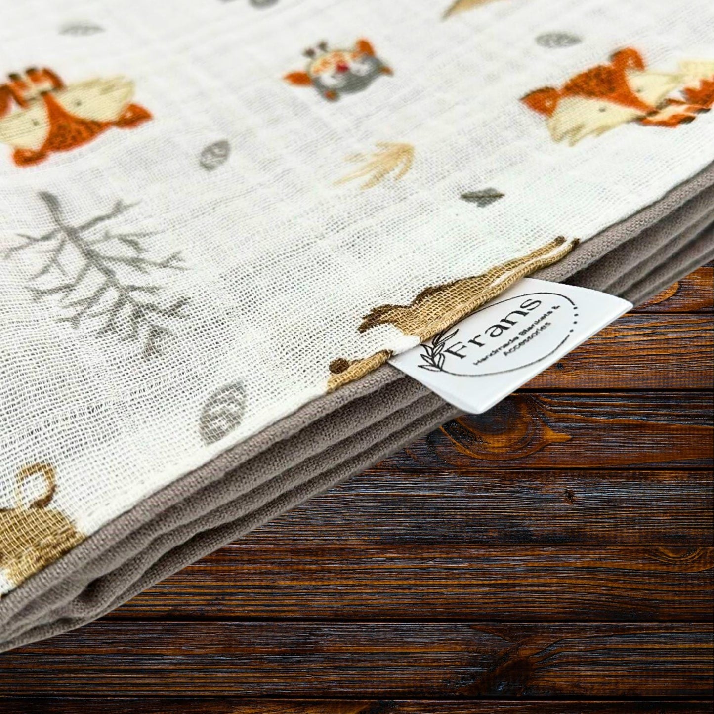 Whimsical Woodland Baby Blanket, Bib & Burp Cloth Set, Comfy Muslin and Flannel
