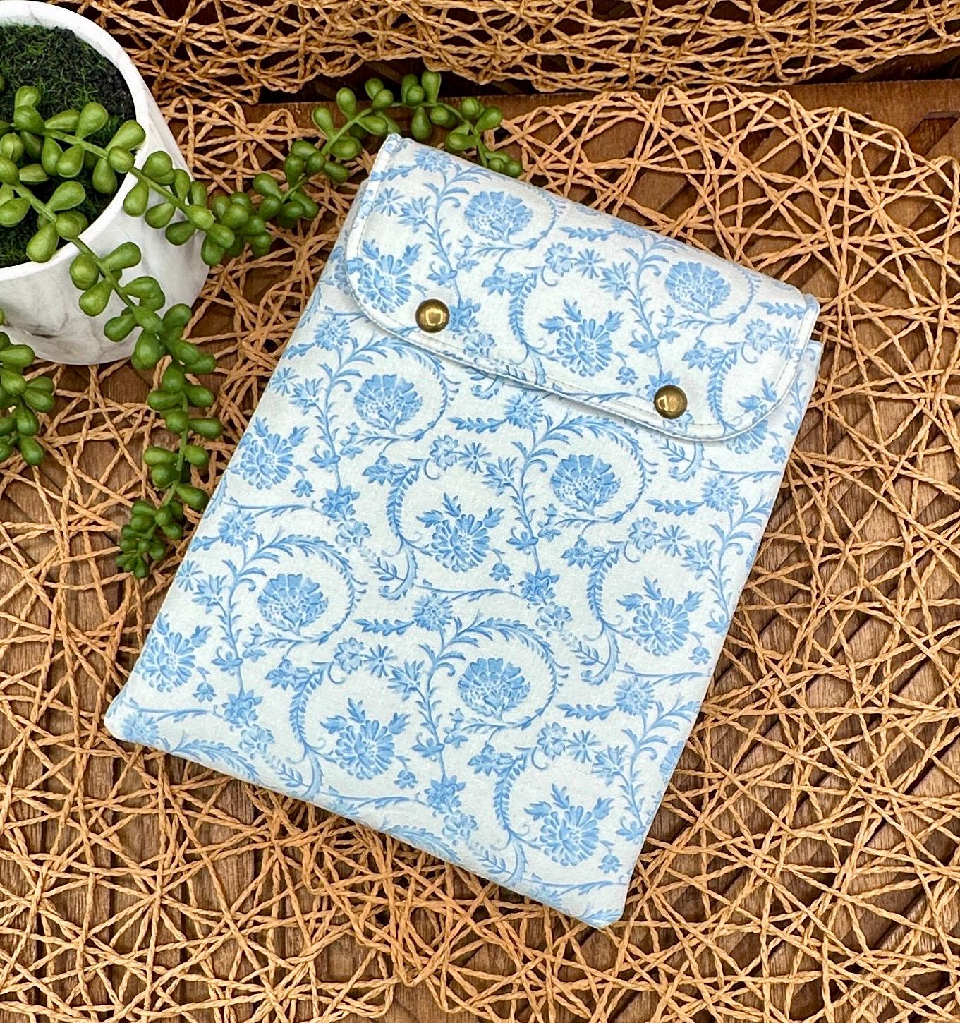 elegant blue coquette pattern book sleeve