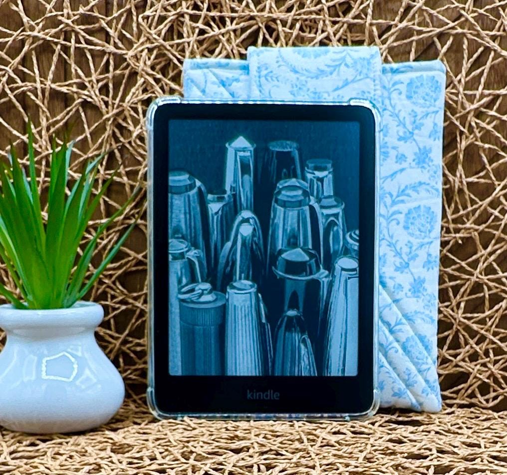 Kindle Paperwhite Sleeve - Feminine Blue Coquette Fabric Cover with Magnetic Flap for Gadgets or Books, Electronic Device Cover