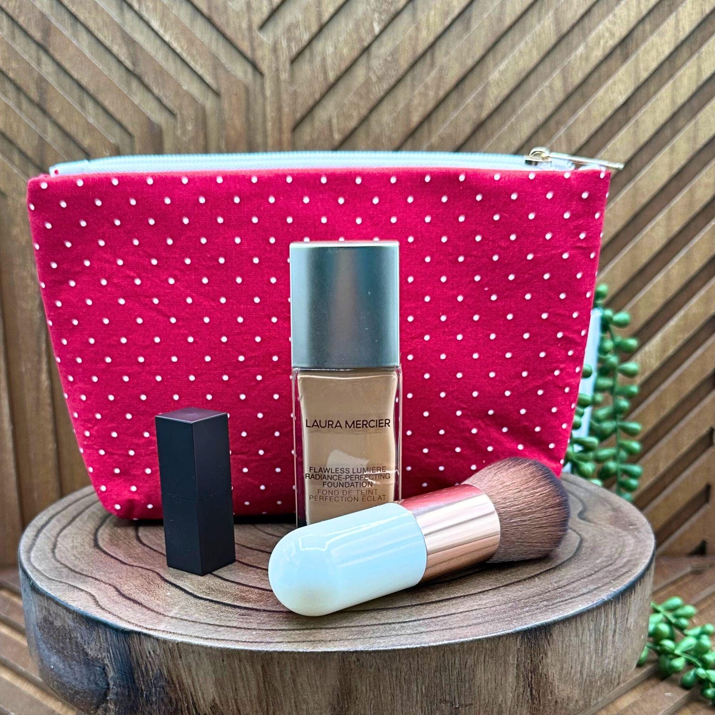 Chic Red Polka Dot Makeup Bag: Perfect Organizer for Beauty, Travel & Essentials