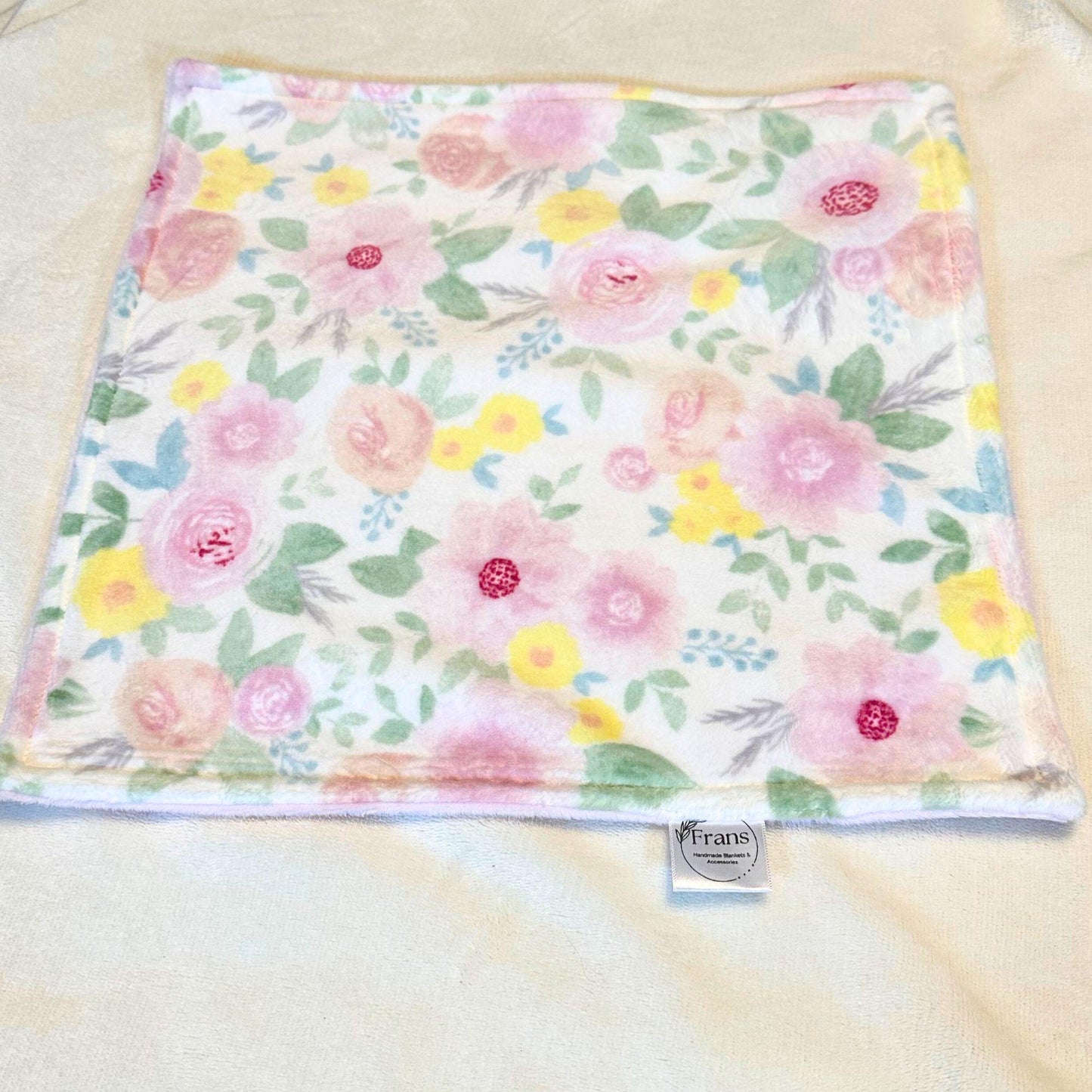 Personalized Baby Blanket Pink and Yellow Floral Minky Baby Blanket - you choose back, Custom Baby Blanket, Signature Blanket, baby shower