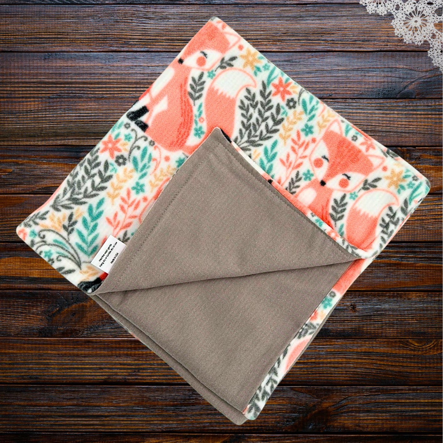 Peach Fox Cozy Fleece Baby Blanket - Perfect for Tummy Time & Travel