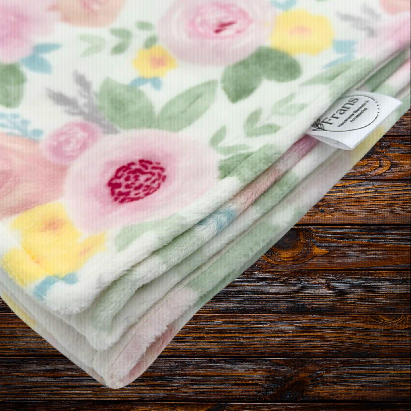 Pink Floral Minky and Flannel Baby Blanket, Dreamy Floral Minky Baby Wrap, Soft Floral Minky Snuggle Blanket, Plush Stroller Blanket