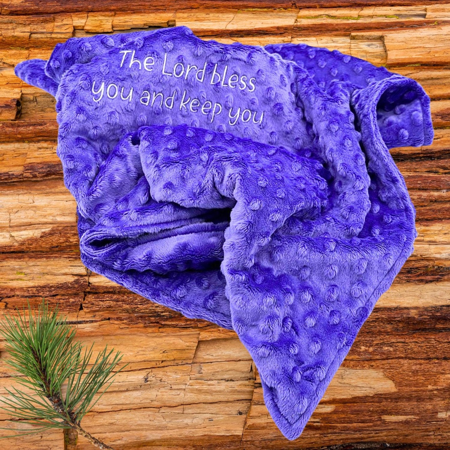 Cozy Minky Baby Blanket - Adorable Purple Dot Embroidery for Every Cuddle!