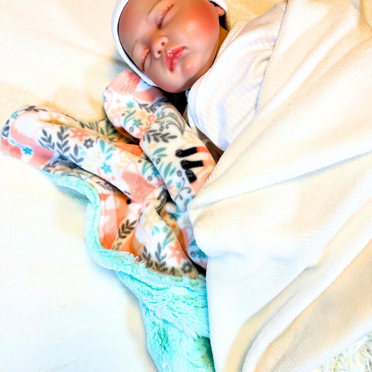 Adorable Peach Fox and Mint Minky Baby Lovey - Cuddle Buddy for Comfort and Security